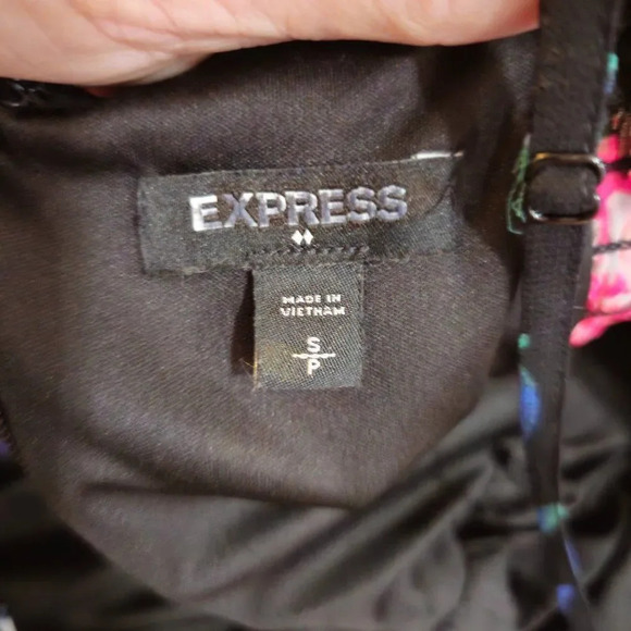 Express Women's Black Floral Print Sleeveless Side Slit Maxi Dress Size S/P - Picture 13 of 16